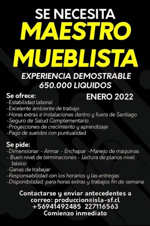 SE BUSCA MAESTRO MUEBLISTA