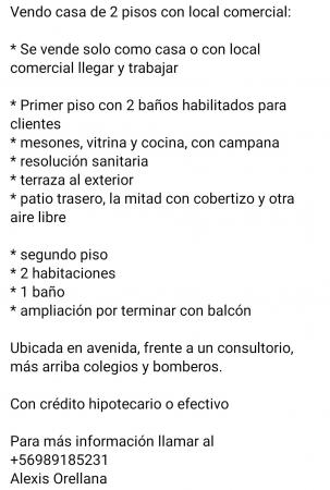 VENDO CASA SOLA O CON LOCAL COMERCIAL 