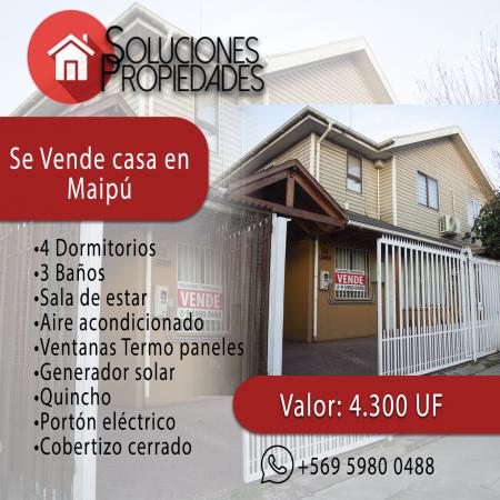 SE VENDE CASA EN MAIPÚ