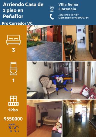 ARRIENDO CASA DE UN PISO EN PEÑAFLOR  