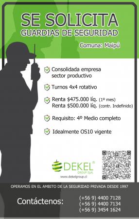SE NECESITAN GUARDIAS DE SEGURIDAD SECTOR MAIPÚ