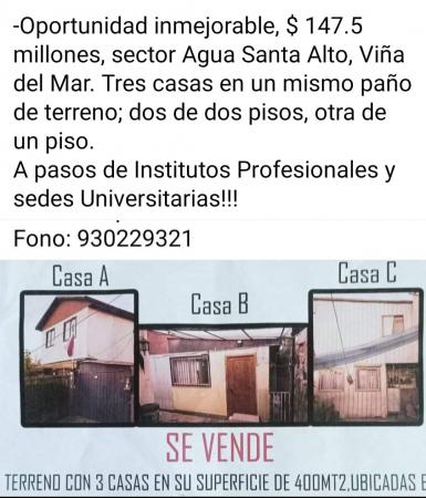 OPORTUNIDAD INMEJORABLE. 3 CASAS EN EL TERRENO