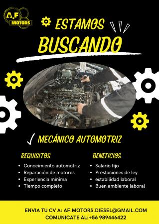 SE BUSCA MAESTRO MECÁNICO 