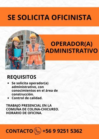 SE SOLICITA OFICINISTA 
