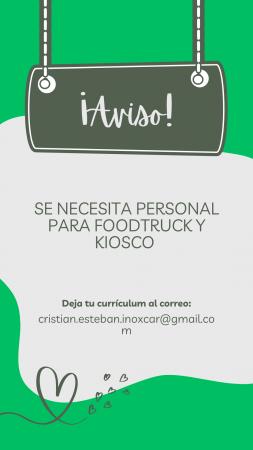 OPERARIOS PARA FOODTRUCK Y KIOSCO