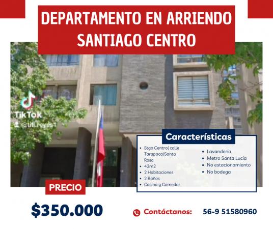 DEPARTAMENTO EN ARRIENDO SANTIAGO CENTRO