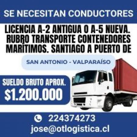 CHOFERES A2-A5 $1.200.000 BRUTO.