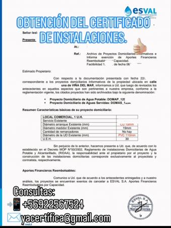 REGULARIZACION SANITARIA. CERTIFICADO DOTACION
